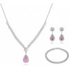 Troli Dámska sada šperkov s ružovými zirkónmi Kvapka (náhrdelník, náramok, náušnice)