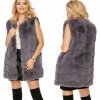 Fashionweek chlpatá kožušinové vesta z imitácie králičej kožušiny AWI32 grafit