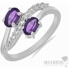Nefertitis Prsteň strieborný s africkým ametystom a zirkónmi Ag 925 026069 AFAM - 59 mm (US 9) 2,7 g