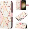 Peňaženkové kožené puzdro Marble Pattern na Samsung Galaxy S24 Ultra 5G - Pink White