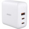 Aukey AUKEY PA-B6S White Omnia Mix GaN nabíjačka ultrarýchla 3xUSB sieťová nabíjačka (2xUSB C+1xUSB A) 90W