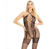 Leg Avenue - Bodystocking Neck Halter Red Hearts Black