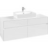 VILLEROY & BOCH Collaro závesná skrinka pod umývadlo na dosku (umývadlo v strede), 4 zásuvky, 1400 x 500 x 548 mm, Glossy White, C13100DH