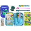 LEAN TOYS Školský peračník Dinosaurus s výbavou - modrá
