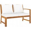 Záhradná lavica, 114,5 cm, krémové vankúše, drevo