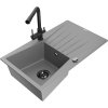 Mexen Cesar, granitový drez 775x470x190 mm, 1-komorový a čierna matná batéria Duero, šedá, 6514-71-671600-70-B