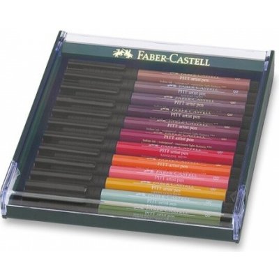 Popisovače Faber-Castell Pitt Artist Pen Brush 267422 12 ks, jesenné farby -