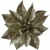Kvet MagicHome Vianoce GlitterPoinsettia, so štipcom, šampaň, veľkosť kvetu: 9 cm, dĺžka kvetu: 8 cm, 6 ks