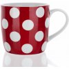 296882 Hrnček na polievku s uškom keramický červený s bodkami 730 ml BANQUET