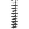 SONGMICS botník 10 políc, čierny, kovový rám, 33x33x173 cm