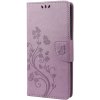 Peňaženkové puzdro Embossing Pattern Motýľ a kvet fialové – Xiaomi Redmi Note 12 Pro