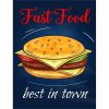 Ceduľa Restaurant Menu - Fast Food Best in Town Vintage style 30cm x 20cm Plechová tabuľa