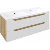 Sapho WAVE dvojumývadlová skrinka 119,7x50x47,8cm, biela/dub Alabama WA120-3022