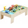 Železničná Súprava pre Deti 62ks 127x62,1x39,4CM Drevený Stôl so Železnicou