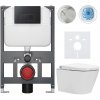 CERANO - Závesné WC s bidetom Cronus Standard - biela lesklá - tlačidlo Prime/Modulo, čierne - závesné - nízky modul - predstenová inštalácia / sadrokartón - 59,3x38,4 cm