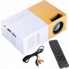 Mini LED projektor s multifunkčným retro diaľkovým ovládaním, bielo-žltý reproduktor