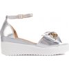 SEASTAR Silver women's wedge sandals with bow šedá 39 SEASTAR 0000296589449