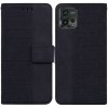 Peňaženkové kožené puzdro Geometric na Motorola Moto G72 - Čierna
