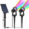 2x LED RGB záhradný reflektor zapichovací na hrote + Solárny panel, kábel 5m