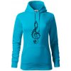 Husľový kľúč z nôt - Mikina dámská Cape s kapucí - XL ( Svetlý tyrkys )