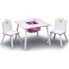 Vulpi Drevený stôl pre deti + 2 stoličky bielo-ružové Pinky