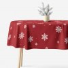 Goldea vianočný oválny obrus 100% bavlnené plátno - snehové vločky na červenej 140 x 200 cm