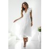 Warsaw Dress Biele tylové midi šaty Veľkosť: S