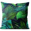 Soovi Home Obliečka na vankúš Jungle Midnight – sýtozelené tropické listy na tmavomodrom podklade Veľkosť: 40x40 velúr