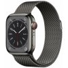 Apple Watch Series 8 GPS+Cellular 41mm Čierne nerezové telo - Čierny Milanese Loop remienok / dopredaj (MNJM3)
