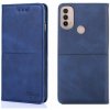 Peňaženkové kožené puzdro Cow Texture na Motorola Moto E20 / E30 / E40 - Modrá