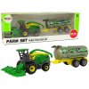 Lean Toys Zelený kombajn s cisternou na mlieko