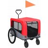 vidaXL Vozík pre domáce zvieratá na bicykel/beh 2-v-1, červeno sivý