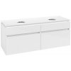 Villeroy & Boch Legato - Umývadlová skrinka, 140x55x50 cm, 2 výrezy, Glossy White B59200DH