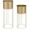 ATMOSPHERA KOVOVÝ kvetináč SO STOJANOM MAX GOLD 58 x 21,5 CM+41,5 x 18,5 CM ZLATÁ 2 ks