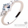 Nefertitis Prsteň strieborný s brúseným akvamarínom a zirkónmi Ag 925 011580 AQ - 54 mm (US 7), 2,0 g