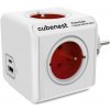 Cubenest Powercube Original USB PD 20W, A+C, 4× zásuvka, bílá/červená, dětská pojistka, uzemnění, max. 16A/250V~ PC220RD