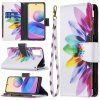 Peňaženkové kožené puzdro DRAWING na Xiaomi Redmi Note 10 5G - Sun Flower