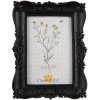 Clayre & Eef Čierny fotorámik s kvetinovými ornamentmi - 15*2*20 cm / 10*15 cm - Clayre & Eef