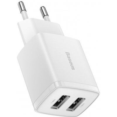 Baseus Kompaktná sieťová nabíjačka 2x USB 10,5 W biela (CCXJ010202)