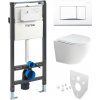 Mereo WC set - Rimless WC oblé, modul pre sadrokartón, biele hranaté tlačidlo MM02NSETRS220