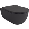 Bocchi V-Tondo - Závesné WC 545x360 mm Rimless + slim sedátko, SoftClose - SET, antracit matný