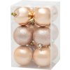 Vianočné gule ružové zlato 6 cm, 12 ks