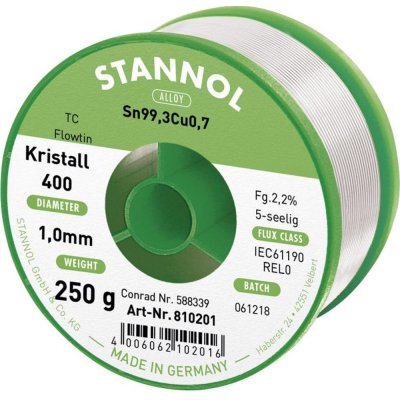 Stannol Ecology TC spájkovací cín bez olova cievka Sn99,3Cu0,7 REL0 250 g 1 mm