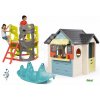 Set domček s reštauráciou a obchodom s preliezačkou Chef House Life Smoby rozšíriteľný so šmykľavkou a rebríkom a obojstranná hojdačka