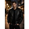Max Original Leather Pánska kožená bunda-bomber PATTON-2 black (M 44-46) - Čierna - M
