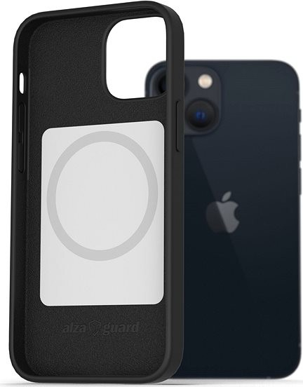 Púzdro AlzaGuard Magsafe Silicone Case na iPhone 13 Mini čierne
