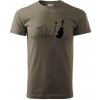Mačka a gitara WC - Klasické pánske tričko vyššej gramáže - 2XL ( Army )