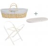 Ahojbaby súprava Mojžišov košík pre bábätko Corn Natural so skladacím stojanom White, sivým poťahom + matracom zdarma