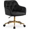 JAKS Otočná kancelárska stolička čierna velúr zlaté nohy Konor