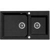 Kuchinox Milos, 2-komorový granitový drez 860x500x215 mm + sifón, čierna škvrnitá, LAV-SPM_7208